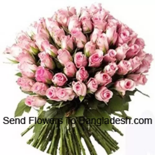 Bunch Of 75 Pink Roses With Seasonal Fillers